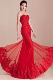 Mermaid Sweetheart Appliques Beading Lace-up Long Prom Dress PG321