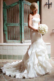 Mermaid Sweetheart Court Train Organza Wedding Dresses WD025 - Pgmdress