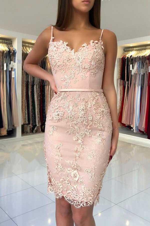 Mermaid Sweetheart Straps Lace Short Prom Dresses Homecoming Dresses PD086 - Pgmdress