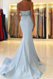 Mermaid Sweetheart Sweep Train Blue Prom Dress with Beading PG448 - Pgmdress