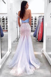 Mermaid Two Piece Beading Sky Blue Long Prom/Evening Dress PG854 - Pgmdress
