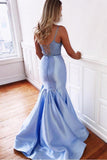 Mermaid Two Piece Satin Blue Lace Up Long Prom/Evening Dress PG888 - Pgmdress