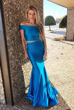 Mermaid Two Piece Satin Off The Shoulder Prom/Formal Dress PG915 - Pgmdress