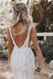 Mermaid/Trumpet Deep V-neck Lace Boho Wedding Dress Bridal Gown WD524 - Pgmdress