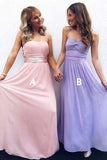 Modest Strapless Ruched Bridesmaid Dress Chiffon Formal Dresses BD074 - Pgmdress