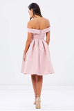 Natural Off-the-shoulder Pleated A-line Sleeveless Homecoming Dresses PD136 - Pgmdress