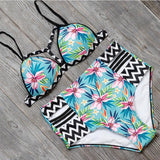 High Waist Swimsuit Women Push Up Swimwear Print Brazilian Bikini - Pgmdress