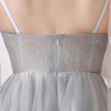 New Style A-line V Neck Tulle Prom Dresses With Applique PG627 - Pgmdress