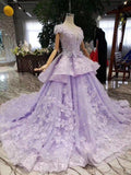 New Style Ball Gown Lavender 3D Flower Lace Prom/Formal Dresses PM215 - Pgmdress