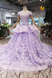 New Style Ball Gown Lavender 3D Flower Lace Prom/Formal Dresses  PM215