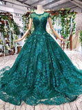 New Style Cap Sleeves Tulle Ball Gown Prom Dresses With Lace Applique PG984 - Pgmdress