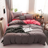 Nordic Double Color Bedding Set Single Queen King Duver Cover Set Bed Sheet Bed Linen Pillowcase Gray Pink Quilt Covers - Pgmdress