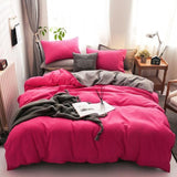 Nordic Double Color Bedding Set Single Queen King Duver Cover Set Bed Sheet Bed Linen Pillowcase Gray Pink Quilt Covers - Pgmdress