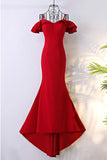 Off Shoulder Classy Long Red Mermaid Prom Dress With Train PG596 - Pgmdress