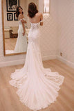 Off Shoulder Court Train Chiffon Wedding Dress with Lace Appliques WD220 - Pgmdress