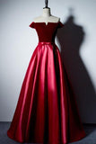 Off The Shoulder A-line Simple Long Prom Dresses Evening Dresses PG489 - Pgmdress