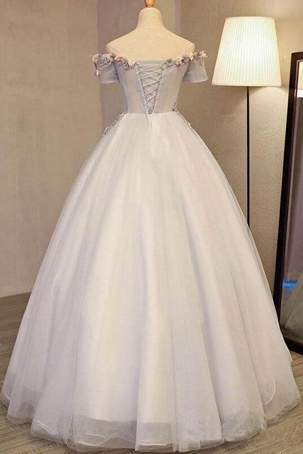 Off the Shoulder Ball Gown Prom Dresses Long Princess Cute Quinceanera Dress PG940 - Pgmdress
