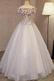 Off the Shoulder Ball Gown Prom Dresses Long Cute Quinceanera Dress  PG940
