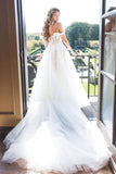 Off The Shoulder Lace Appliques Modest Tulle Princess Wedding Dress WD445 - Pgmdress