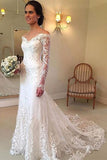 Off the Shoulder Long Sleeves Lace Wedding Dress Bridal Gown WD137 - Pgmdress