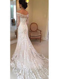 Off the Shoulder Long Sleeves Lace Wedding Dress Bridal Gown WD137 - Pgmdress