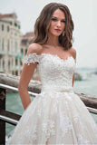Off-the-shoulder Neckline A-line Wedding Dress With Lace Appliques WD232 - Pgmdress