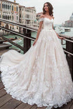 Off-the-shoulder Neckline A-line Wedding Dress With Lace Appliques  WD232
