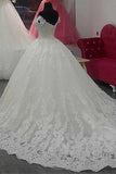 Off-the-shoulder Neckline Ball Gown Wedding Dress With Lace Appliques WD276 - Pgmdress