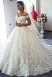 Off-the-shoulder Neckline Ball Gown Wedding Dress With Lace Appliques WD276