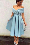 Off the Shoulder Short Dusty Blue Party/Homecoming Dresses PD101 - Pgmdress