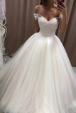 Off The Shoulder Tulle Sweetheart White Wedding Dresses Bridal Gown WD020 - Pgmdress