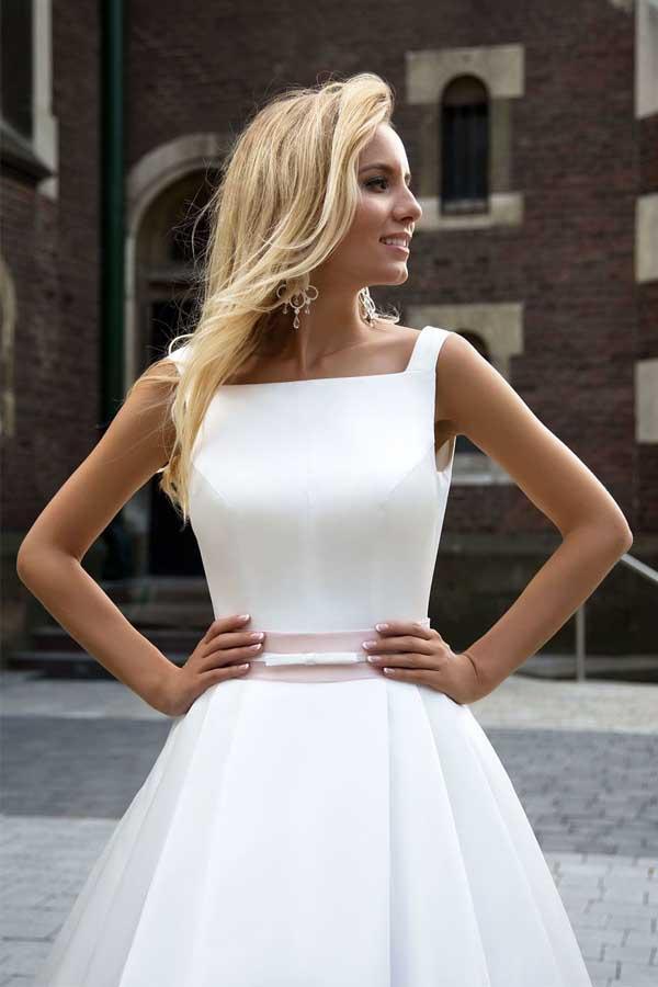 On Sale Princess Simple A-line Satin Ivory Wedding Dresses WD205 - Pgmdress
