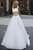 On Sale Princess Simple A-line Satin Ivory Wedding Dresses WD205 - Pgmdress