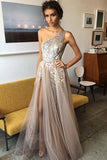 One Shoulder A-line Shinning Side Split Elegant Long Prom Dresses PG707