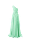 One Shoulder Bridesmaid Dresses Chiffon Prom Evening Dress BD008 - Pgmdress