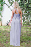 One-Shoulder Floor-Length Open Back Lavender Chiffon Bridesmaid Dress BD037 - Pgmdress