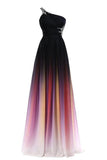 One Shoulder Gradient Chiffon Backless Prom Dresses Formal Dresses PG936 - Pgmdress