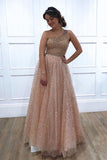 One Shoulder Sparkly Sequin Tulle A-Line Long Prom/Evening Dress PSK024 - Pgmdress
