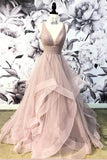 Open Back Dusty Pink Long Prom Dress Simple Evening Gowns PSK064