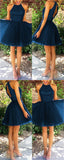 Open Back Halter Purple Beaded Homecoming Cocktail Dresses PG020 - Pgmdress