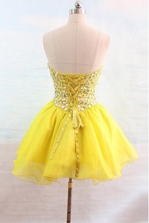 Organza Sweetheart Yellow Homecoming Dresses With Beading PG132 - Pgmdress
