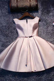 Pink A-line Lace-up Satin Short Homecoming Dress Party Dress PD046 - Pgmdress