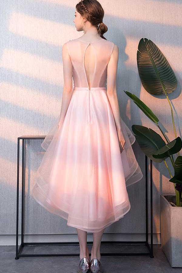 Pink Tulle Sequin Short Prom Dress Pink Homecoming Dress PD238 - Pgmdress