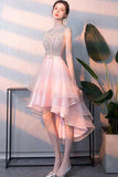 Robe de bal courte en tulle rose à sequins Robe de soirée rose PD238