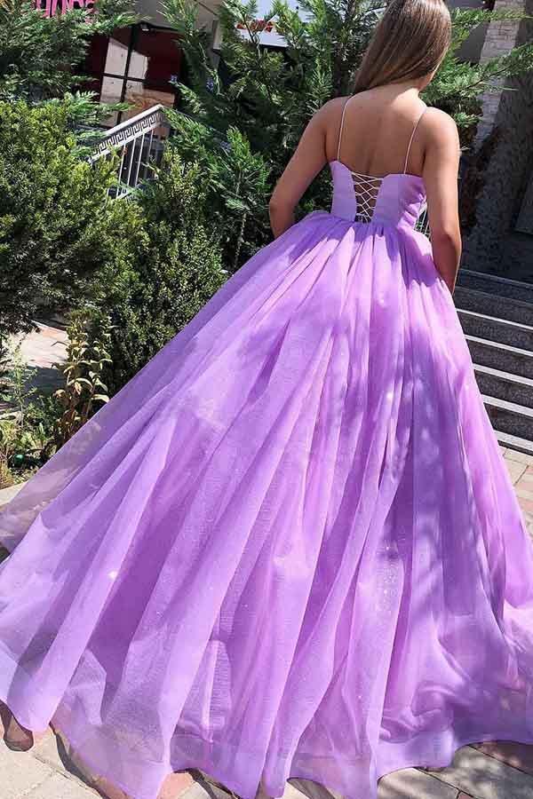 Princess Ball Gown Straps Lilac Long Prom Dress Party Dress PG824 US8 / Purple Princess Ball Gown Straps Lilac Long Prom Dress Party Dress PG824 US8 / Purple