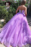 Princess Ball Gown Lilac Straps Long Prom Formal Dress PG824 - Pgmdress