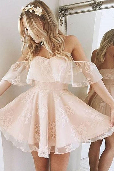 Princess Off the shoulder Ruffle Homecoming Dress Short Party Dress PG152 Princess Off the shoulder Ruffle Homecoming Dress Short Party Dress PG152
