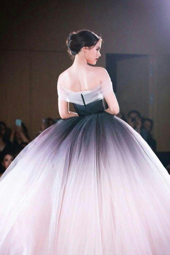 Princess Ombre Ball Gown Tulle Off-Shoulder Prom Dress Formal Dress PSK090 - Pgmdress