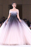 Princess Ombre Ball Gown Tulle Off-Shoulder Prom Dress Formal Dress PSK090 - Pgmdress