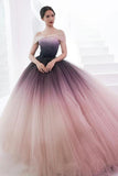 Princess Ombre Ball Gown Tulle Off-Shoulder Prom Dress Formal Dress  PSK090